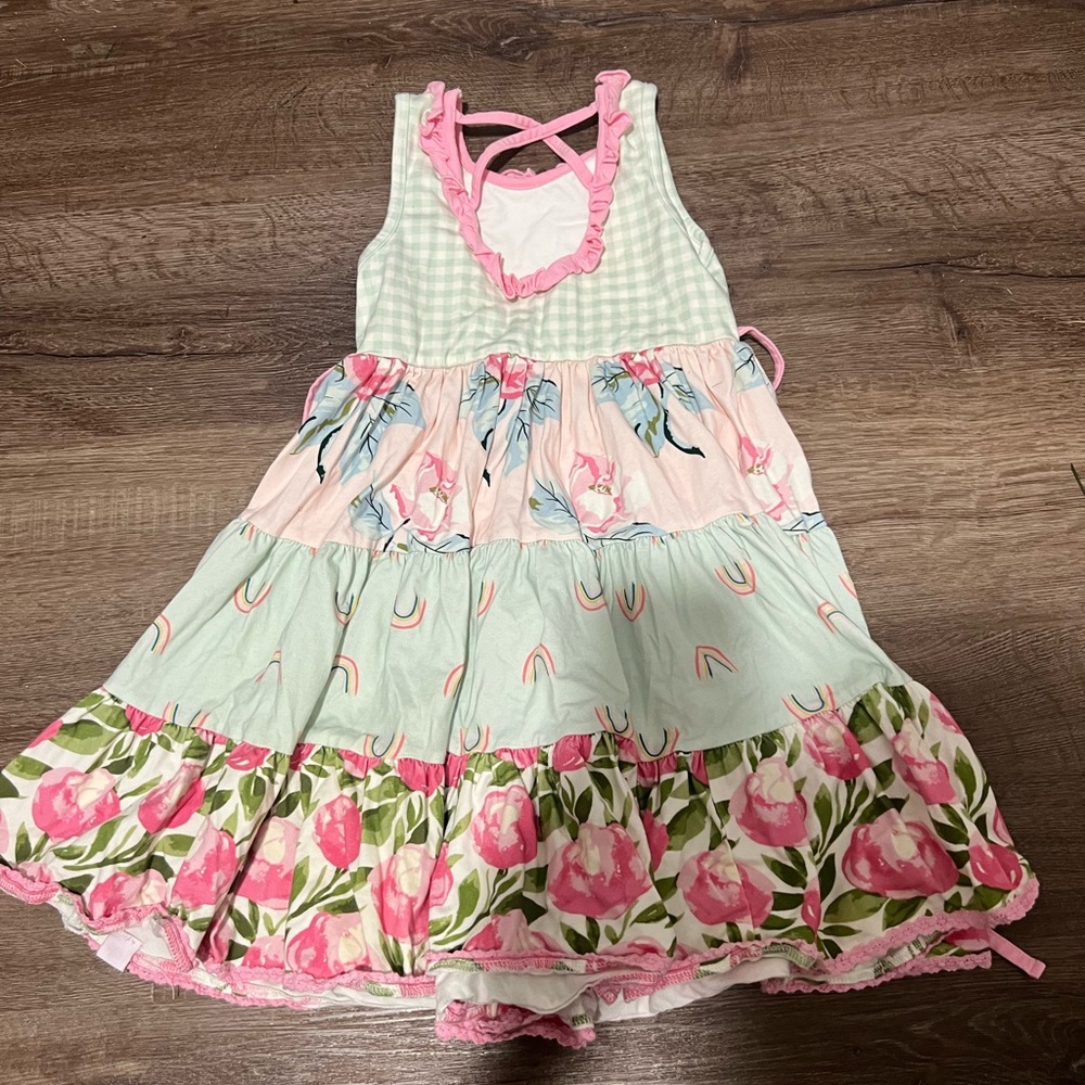 SweetHoney Green Ruffled Tiered Sundress Sleeveless Halter